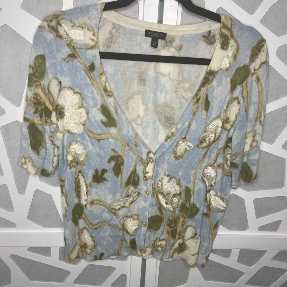 Talbots Blue Floral Button-Down Shirt